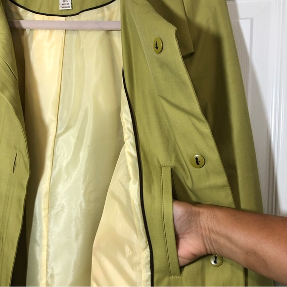 Gallery Womens Button Front Lightly Pockets Green Collar Lined Coat Jacket XS - Picture 10 of 16
